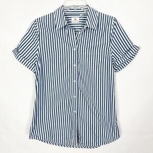 Adriano Goldschmied Button Down Striped Blue Shirt Size M Workwear Casual